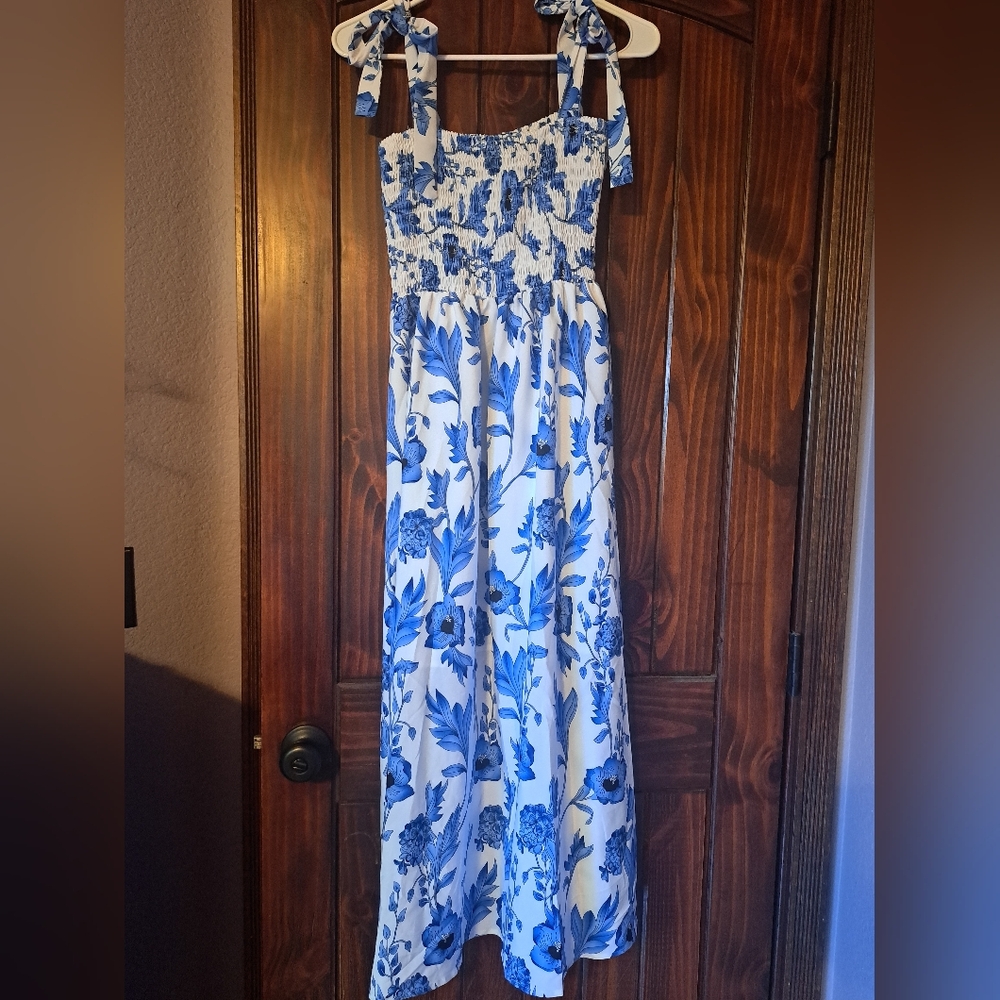 Blue and White Floral Maxi Dress SHEIN Small